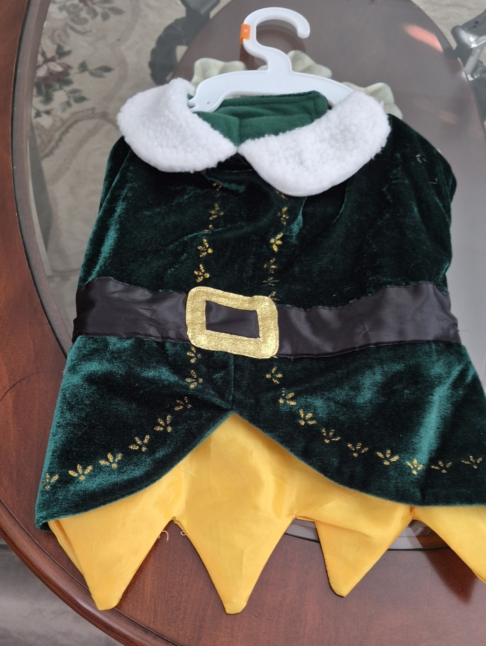 Holiday Elf Dog Costume - Green and Yellow
